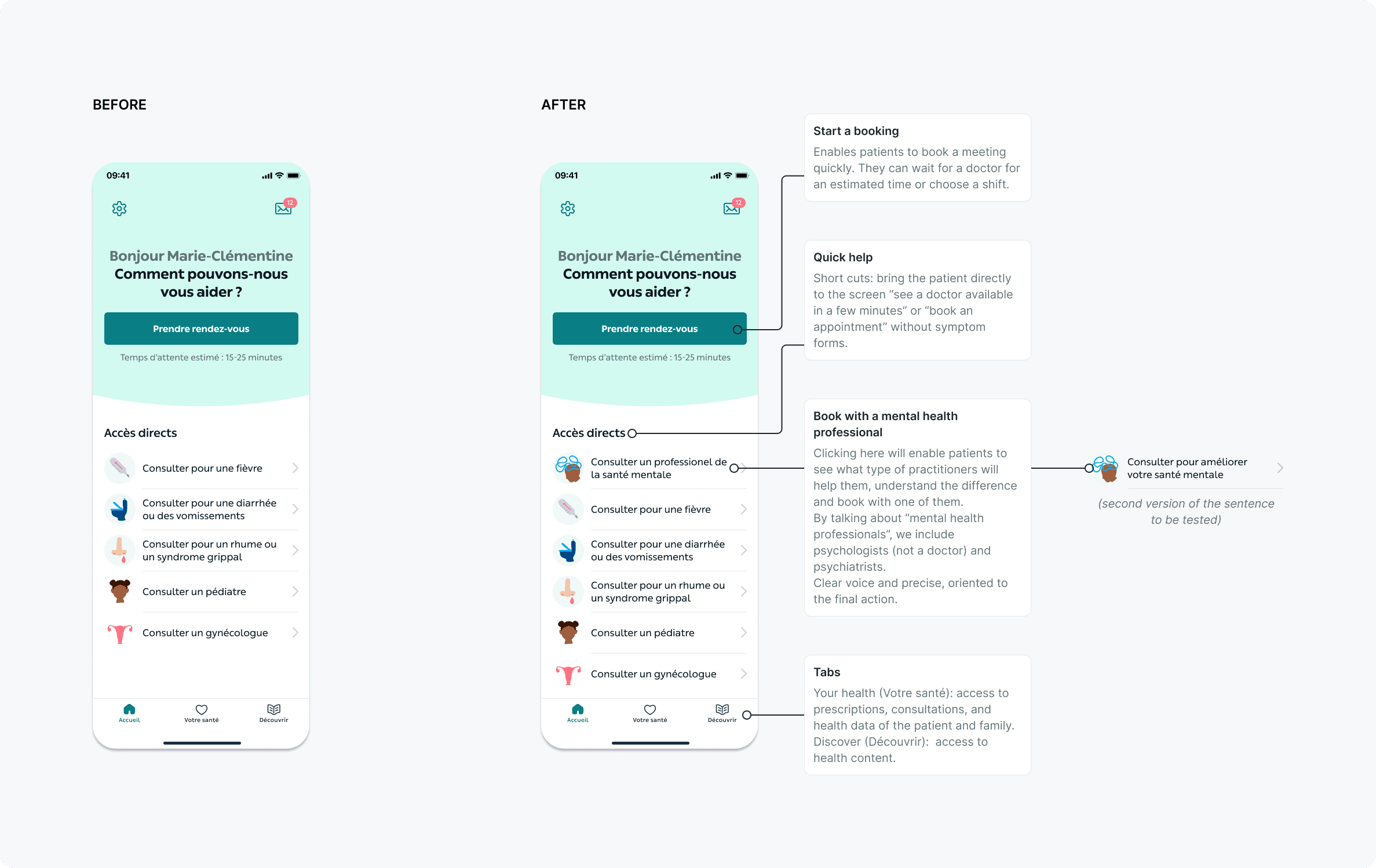 Livi mental health home screen entry point